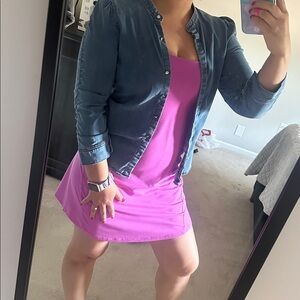 White House Black Market Blue Jean button‎ down size medium